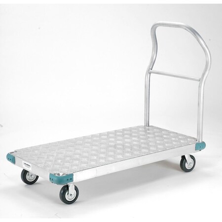 Global Industrial Aluminum Diamond Deck Platform Truck 48x24 1400 Lb. Cap. 5in Rubber Casters 241550